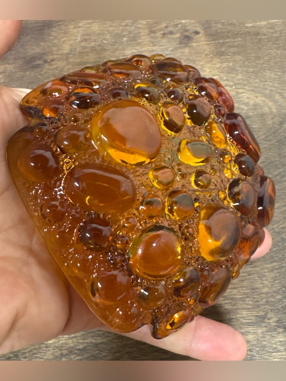 Amber Bubble Glass Ashtray - Home Accents - Picture 2 of 2